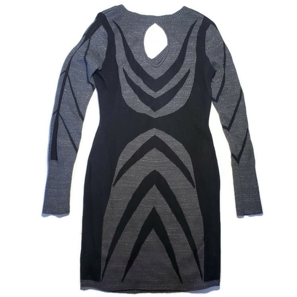 VTG BUFFALO David Bitton silver zebra midi bodycon sweater dress - Picture 2 of 5
